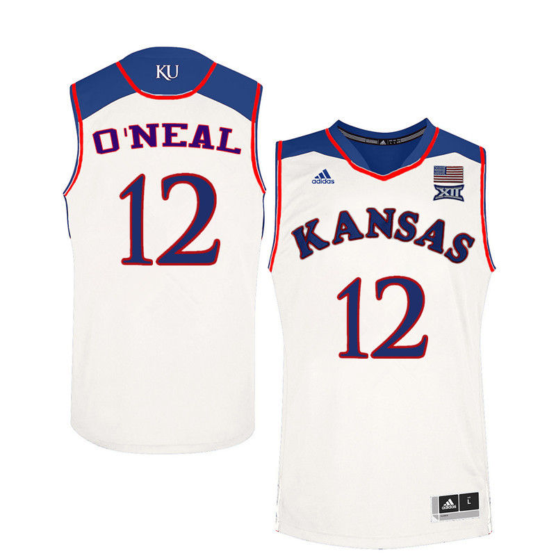 Men Kansas Jayhawks #12 Timeka ONeal College Basketball Jerseys-White